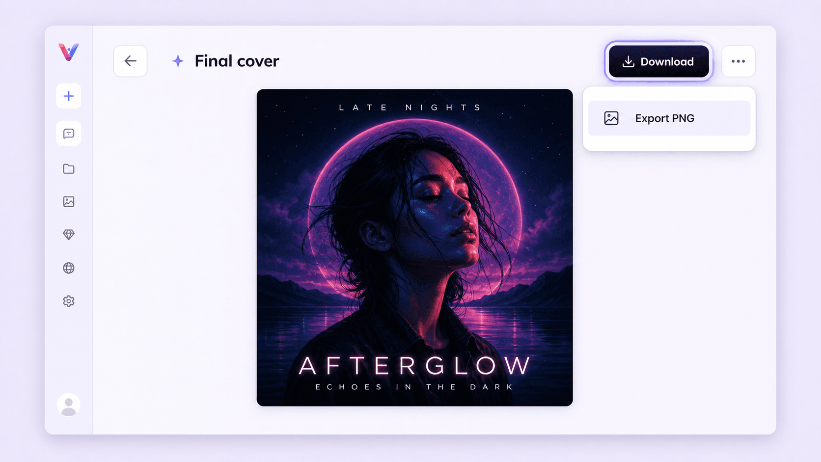 Vismuse album cover result page with highlighted download button