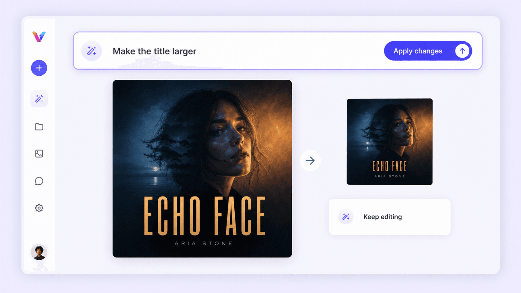 Vismuse conversation page with top input for continuing album cover edits