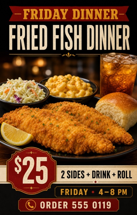 Restaurant flyer before the price and information hierarchy are revised
