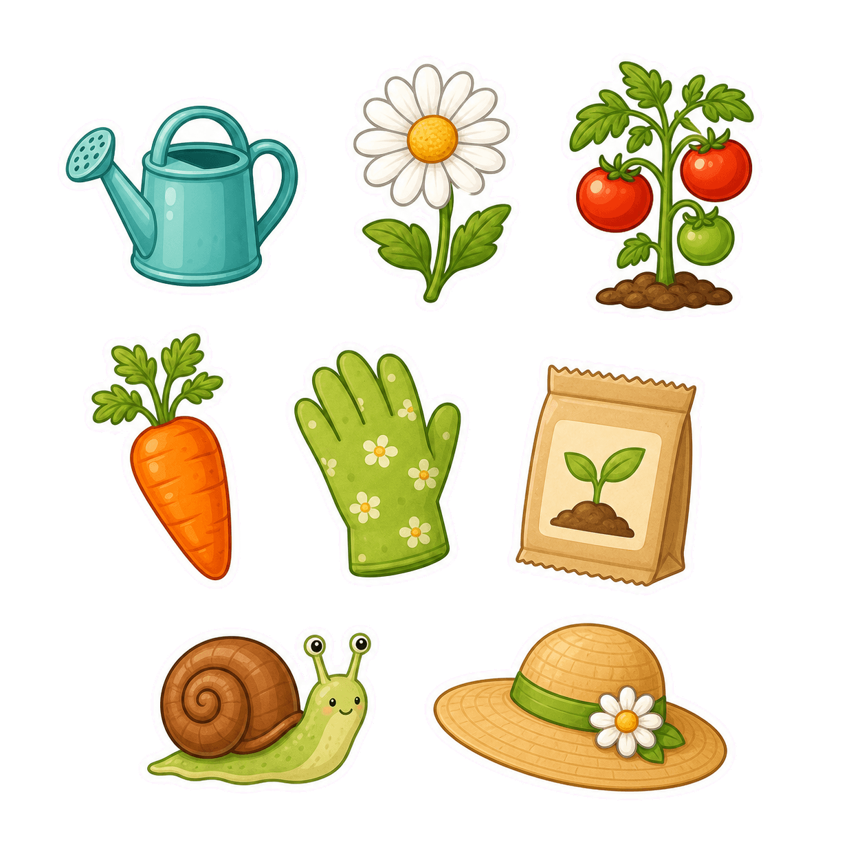 Coordinated garden sticker sheet generated with AI