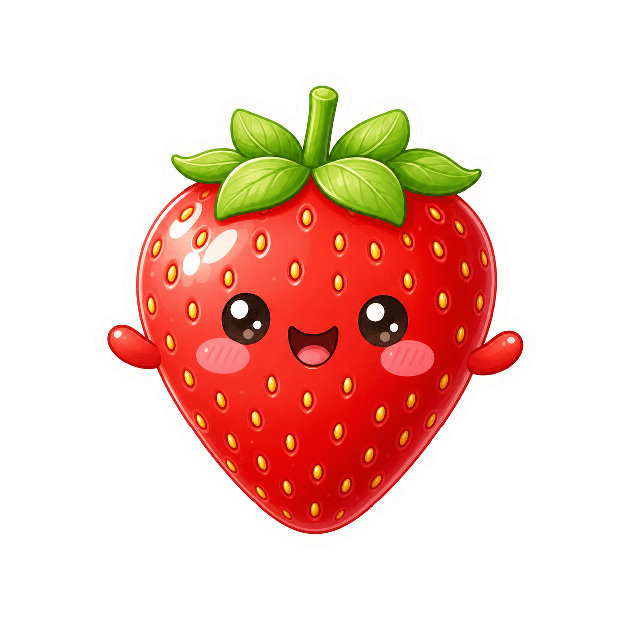 Kawaii strawberry sticker created with AI
