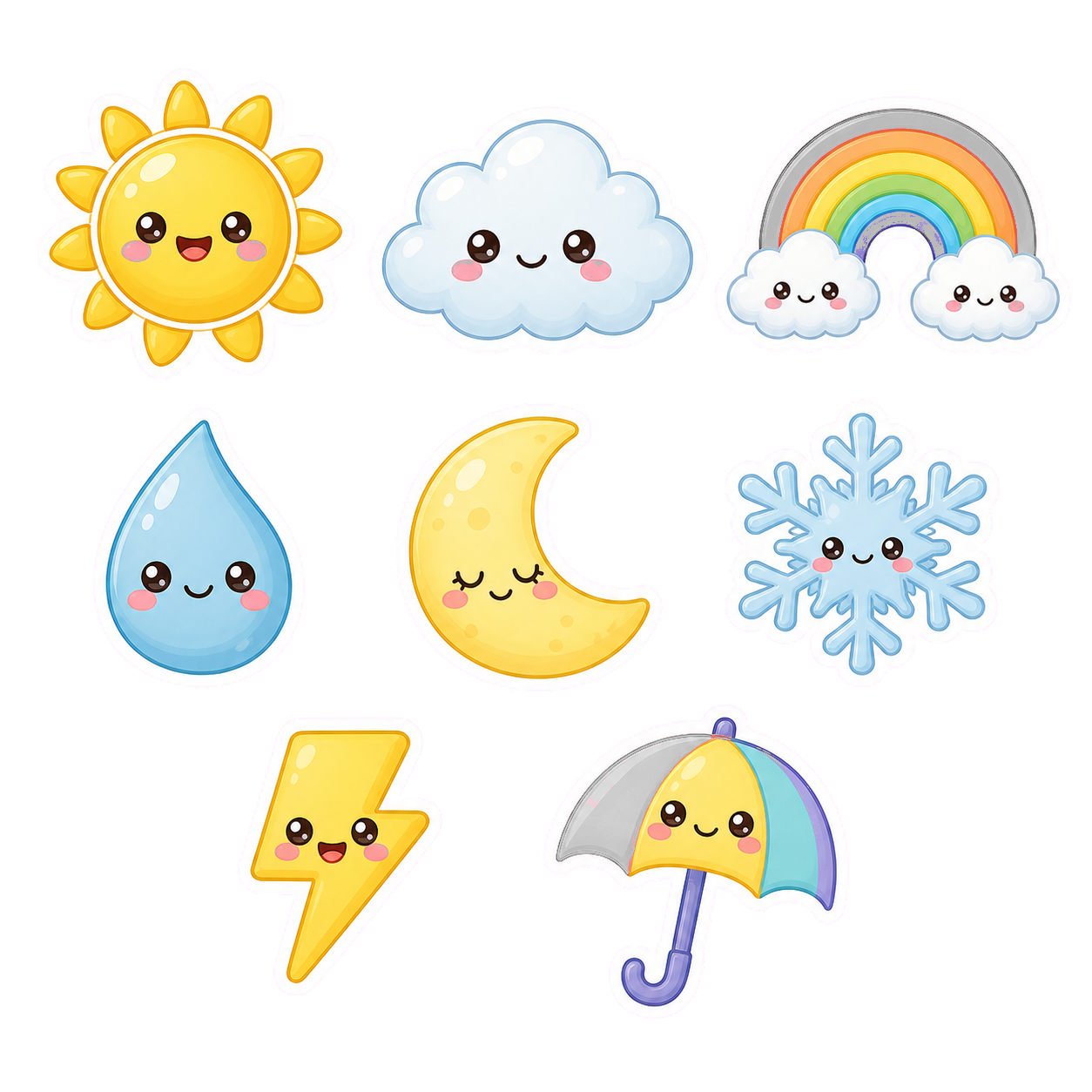 Abgestimmtes Mini-Stickerpaket mit Wettersymbolen