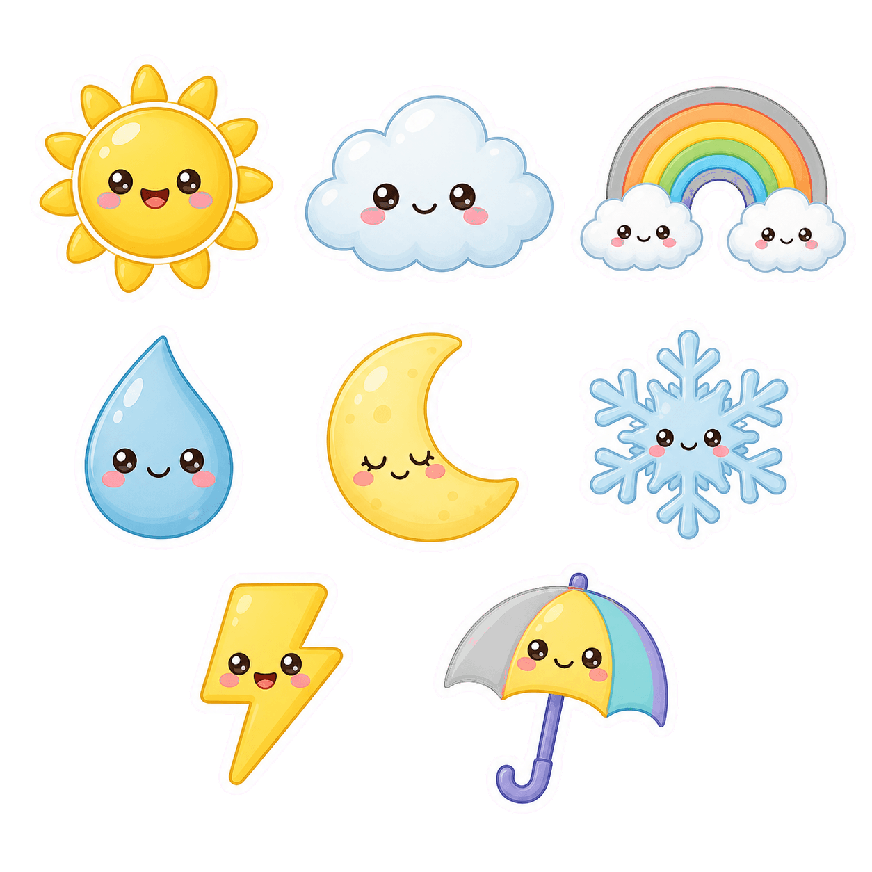 Coordinated weather icon sticker mini pack