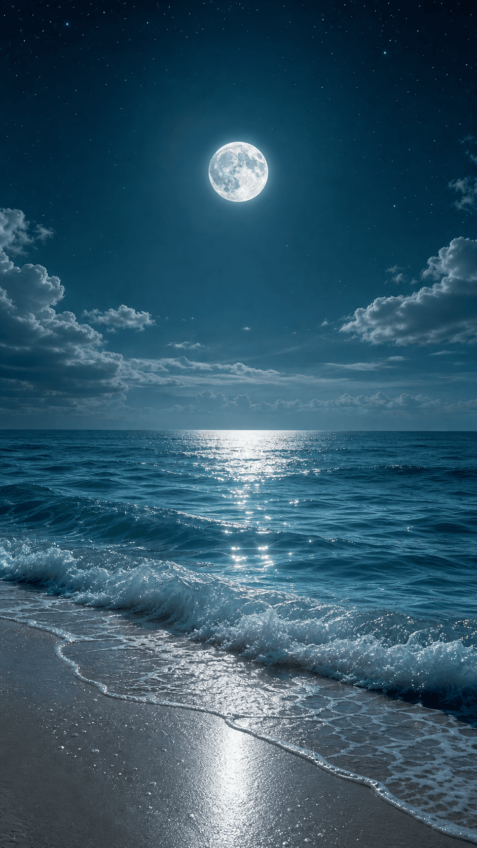 Moonlit ocean custom lock screen wallpaper