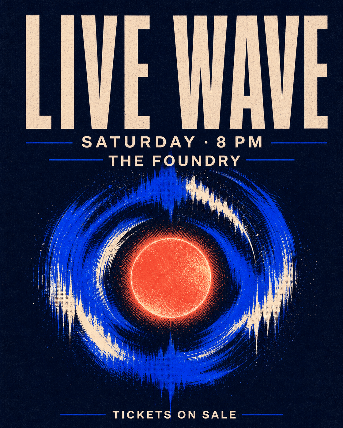 Live Wave electronic music teaser flyer generated in the chat