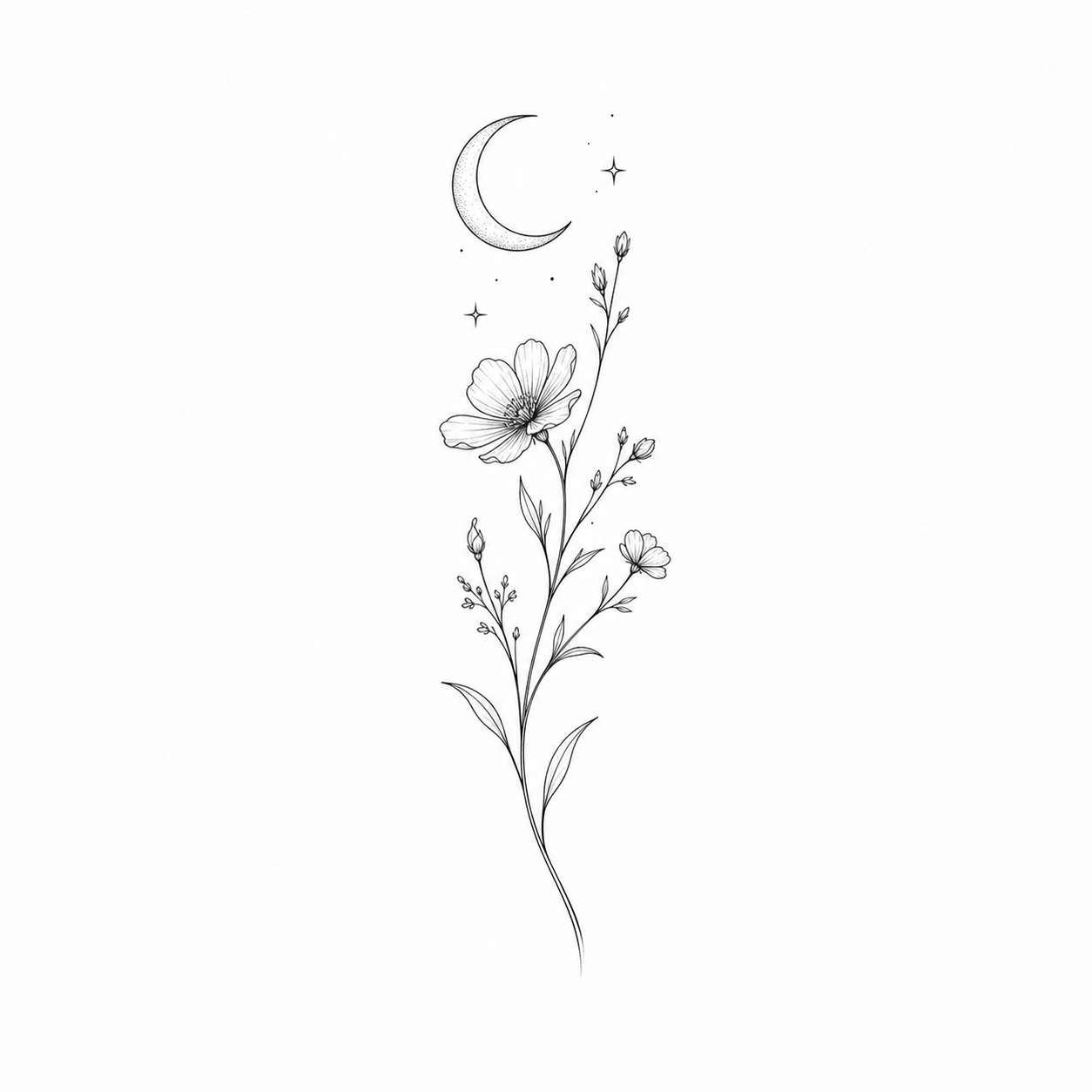 Diseño de tatuaje floral de línea fina en una muñeca