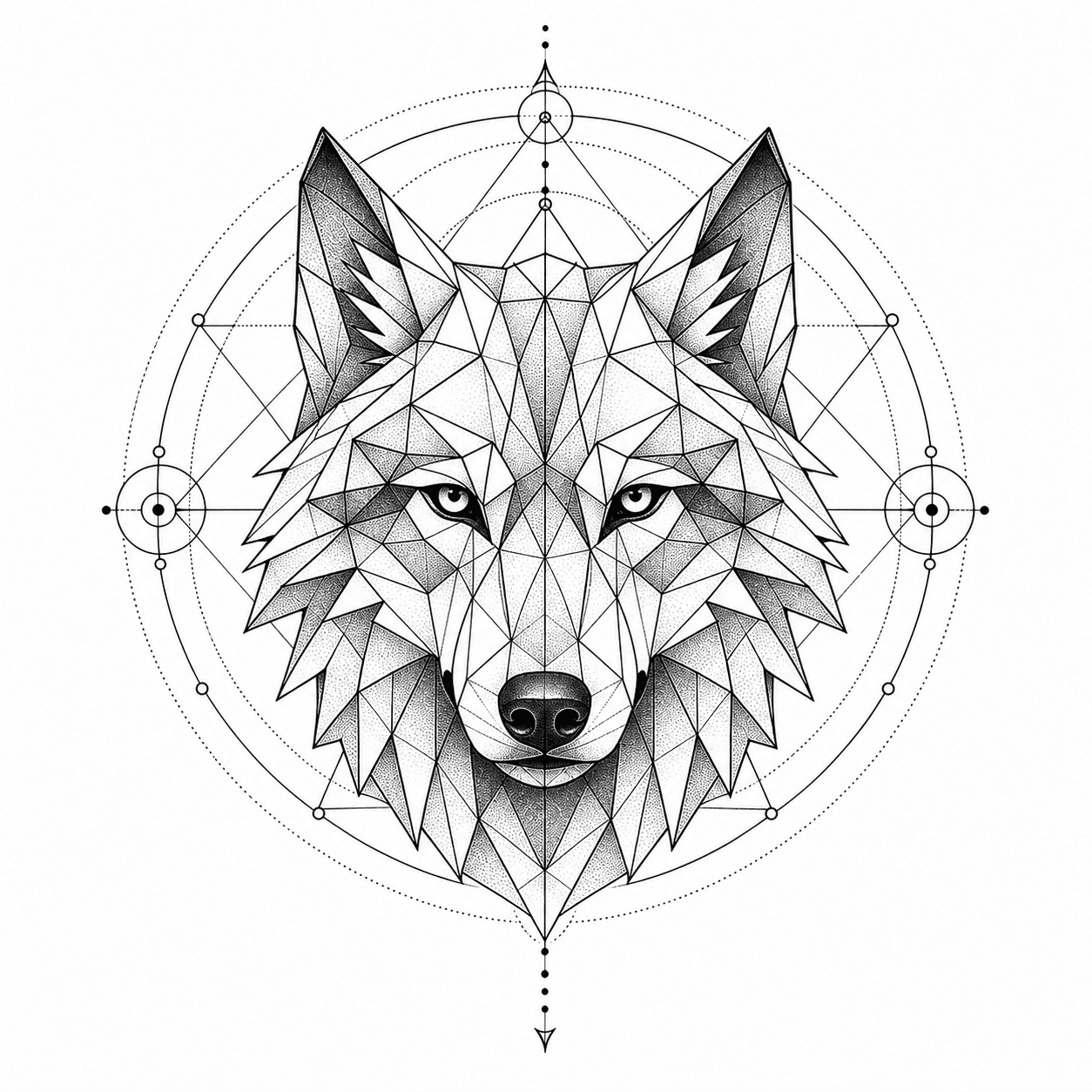Geometric wolf shoulder tattoo placement idea