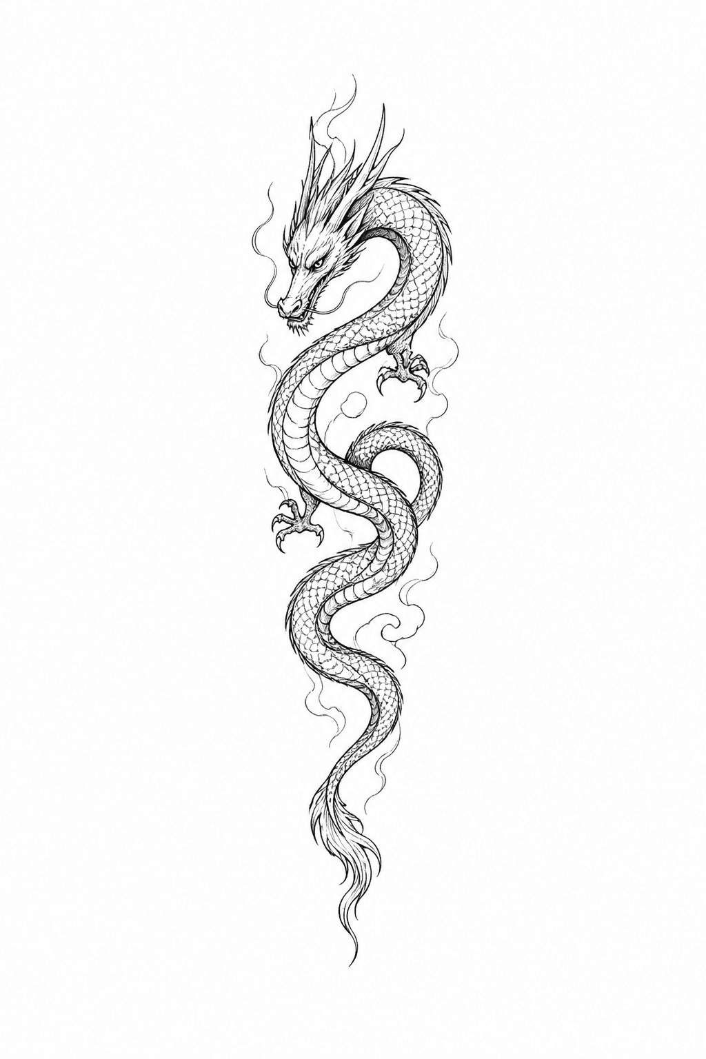 Minimal dragon forearm tattoo concept