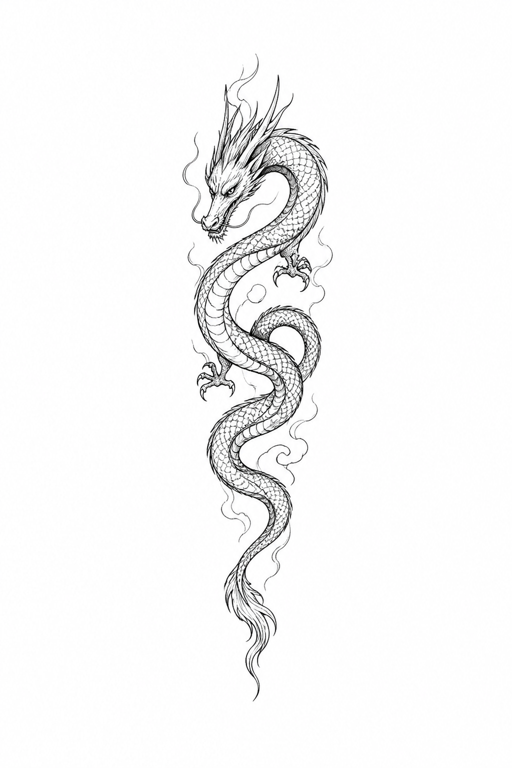 Concepto minimalista de tatuaje de dragón para el antebrazo