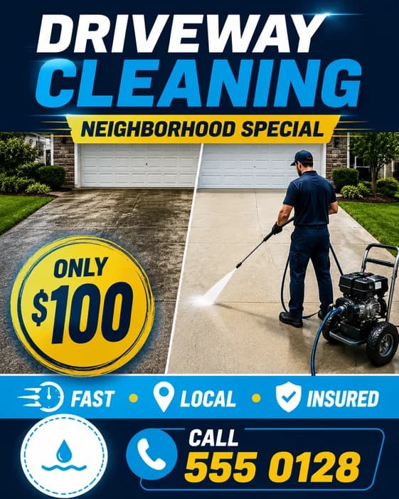 Flyer de serviço local com oferta e ação de agendamento