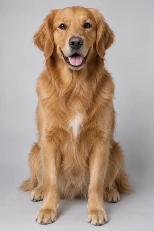 Original full-body golden retriever reference photo with clearly visible paws