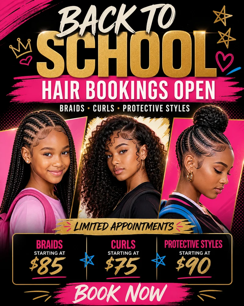 Back-to-School Hair Bookings Flyer template