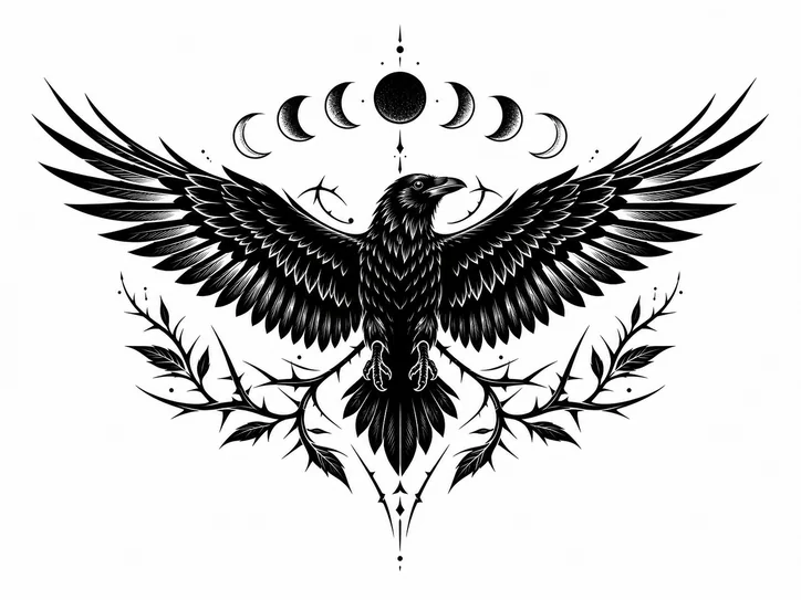 Blackwork tattoo stencil concept example